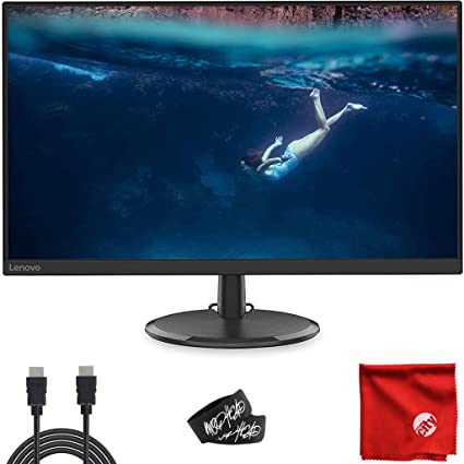 Lenovo 27" IPS LED 1080p FHD FreeSync Slim Monitor (C27) Antiglare 4ms 75Hz 1920x1080 Bundle with Cable Ties and Microfiber