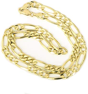 Unisex 14k Solid Yellow Gold Classic Figaro Chain Necklace