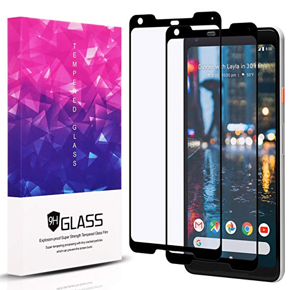 Google Pixel 2 XL Screen Protector, [2 Packs] 2.5D Full Coverage 9H Hardness Tempered Glass Screen Protector Film for Google Pixel 2 XL-Black