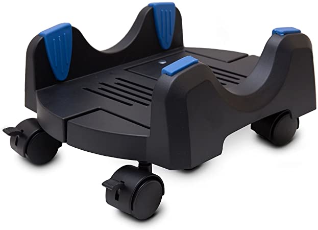 I/O CREST Plastic Computer Floor Stand for ATX Case with Adjustable Width from 6.9" to 12" with Locking Caster Wheels