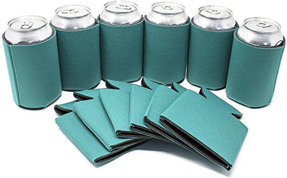 TahoeBay 25 Blank Beer Can Coolers, Plain Bulk Collapsible Soda Cover Coolies, DIY Personalized Sublimation Sleeves for Weddings, Bachelorette Parties, Funny HTV Party Favors (Teal, 25)
