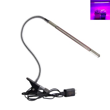 LED Grow Light, 5W LED Clip Desk Lamp, Flexible Gooseneck, 3 Level Dimmable, Indoor Plant Light with US Adapter (Black)