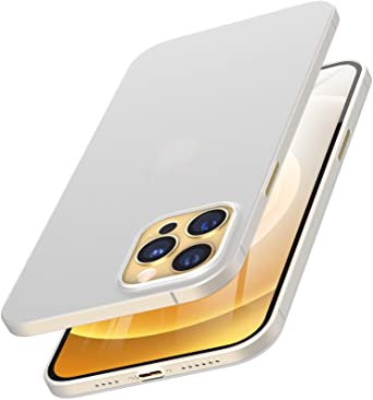 TOZO Compatible for iPhone 12 Pro Max Case 6.7 inch Hard Cover 0.35mm World's Thinnest Protect Bumper Shell Semi Transparent Light Weight Thin Cover with Matte White