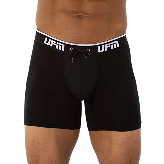 UFM 6” Bamboo Boxer Briefs Support Pouch Underwear Athletic & Everyday Use Gen4 (32-34 (M), Black)