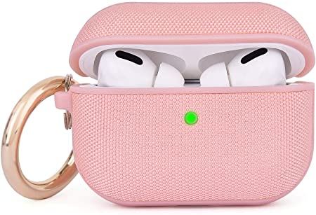 V-MORO Canvas Case Compatible with Airpods Pro Case Fashion Airpod Pro Cover for Airpods Pro [Front LED Visible] Women Protective Skin Pink