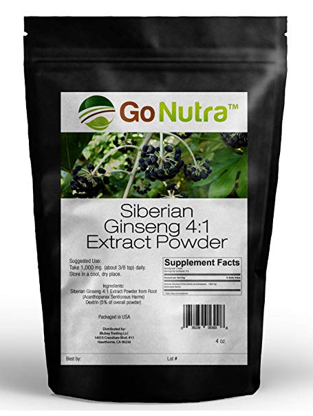 Siberian Ginseng Powder 4:1 Extract 4x times Stronger Non-Gmo 4oz 10oz 1lb (4 oz)