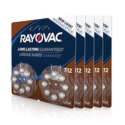 Rayovac Mercury Free Hearing Aid Batteries, Size 312, 80-Pack (L312ZA-80ZM)