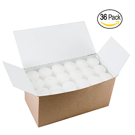 Votive Candle, Unscented White Wax, Box of 36, for Wedding, Birthday, Holiday & Home Decoration (15 Hour) by Royal Imports