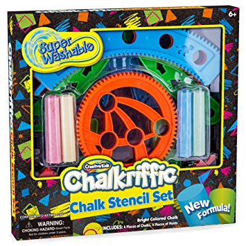 Creative Kids CK-Chalk Sidewalk Chalk Stencils Kit Chalk Mandala Stencil Toy Set with 4 Colored Chalks Multicolor