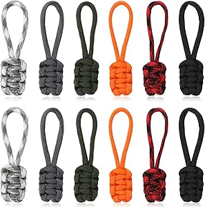 12 Pieces Zipper Pull Replacement,Colorful Zipper Repair Kit Universal Nylon Zipper Fixer Zipper Slider Pull Tab Nylon Zipper Head Hand Woven Pull Rope Zipper Handle Cord Pull Tab Multicolor