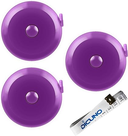 DiCUNO 60-Inch 1.5 Meter Soft and Retractable Measuring Tape, Pocket, Body Tailor Sewing Craft Cloth Dieting Tape Measure (3 Pcs of Purple with One Soft Tape)
