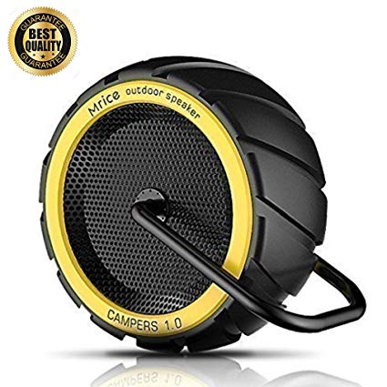 Bluetooth Speaker Portable, Durable Outdoor Speakers with Built-in Microphone, IPX4 Water Resistant Perfect Wireless Speakers for Home, Outdoor - Campers V1.0 (Yellow)