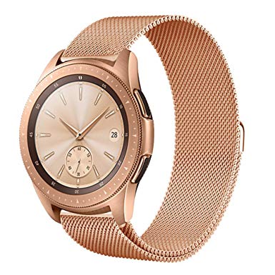 Koreda Compatible Samsung Galaxy Watch (42mm) Bands, 20mm Milanese Loop Stainless Steel Metal Replacement Bracelet Strap Galaxy Watch SM-R810/SM-R815 /Gear Sport (Rose Gold, 20MM)