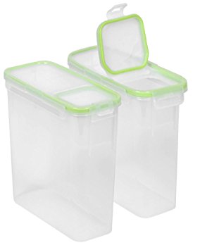 Rectungular Slip Cereal Storage Container by Paksh/Snapware, 15.3 Cup Dry Food Container - Airtight Flip Top Food Saver Containers - 2 Pack
