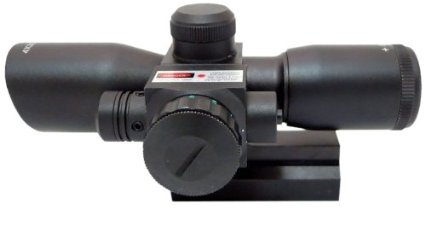 Monstrum Tactical Ultra Compact Rifle Scope with Illuminated BDC Reticle and Integrated Red Laser Sight