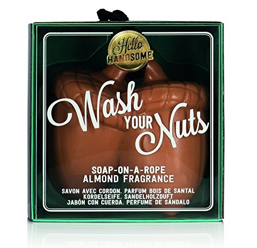 NPW-USA Hello Handsome Wash Your Nuts Soap-On-A-Rope, Nutty Almond