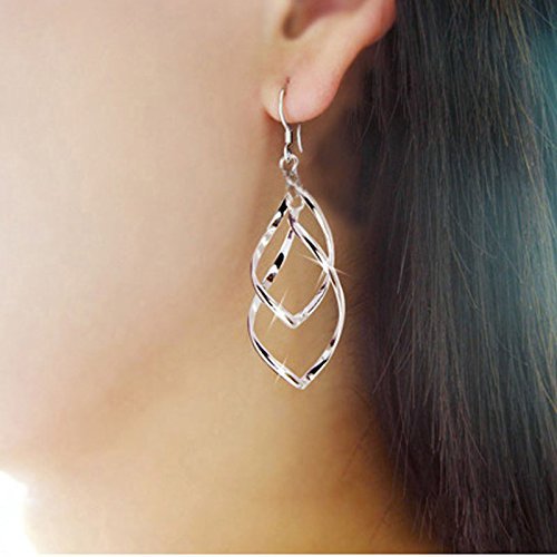 Voberry Fashion Women Alloy Plated Stud Dangle Earings Eardrop Jewelry Silver