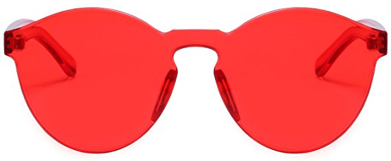 One Piece Rimless Sunglasses Transparent Candy Color Eyewear
