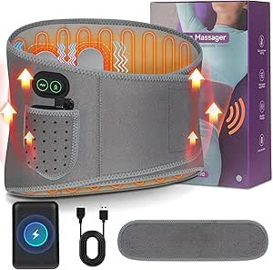 Cordless Heating Pad for Back Pain Relief,60” Large Portable Lower Back Massager with 3 Vibration and 3 Heat,Wearable Heating Pads for Cramps,8000mAh Portable Power Supply Heated Waist Belt