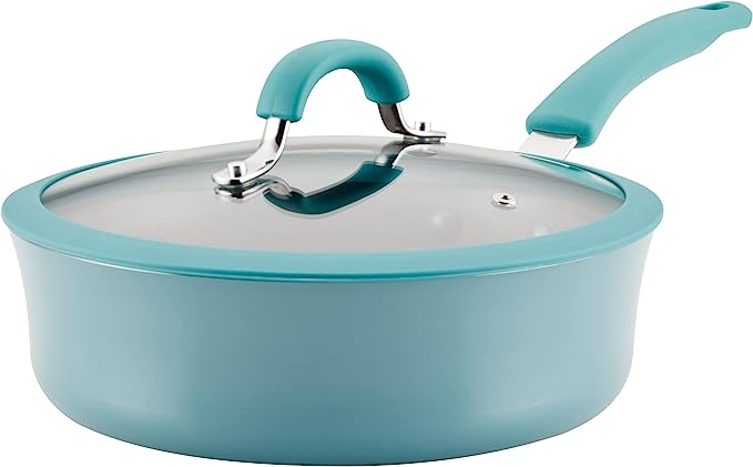 Rachael Ray Cook   Create Nonstick Sauté Pan with Lid, 3 Quart, Agave Blue