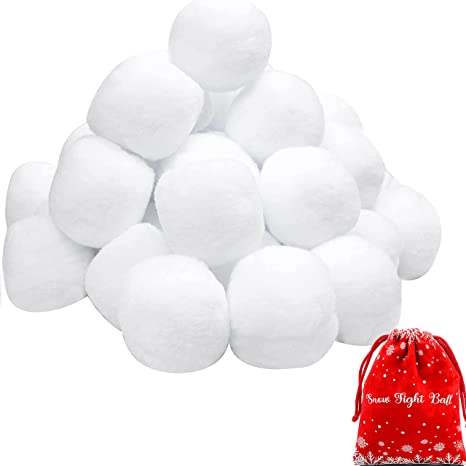 Cooraby 30 Pieces 2 Inches Indoor Snow Toy Ball Set Fake Snow Toy Ball Set Funny Snow Toy Ball Set Fight Realistic and Interesting for Winter Game