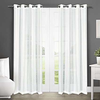 Exclusive Home Curtains Apollo Sheer Grommet Top Window Curtain Panel Pair, Winter White, 50x84