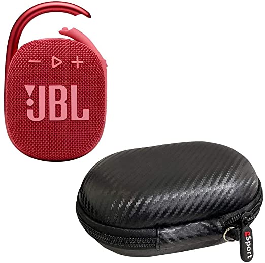 JBL Clip 4 Waterproof Portable Bluetooth Speaker Bundle with gSport Carbon Fiber Case (Red)