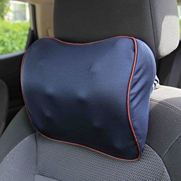Vitodeco Fabric Neck Pillow for Travel - Best Memory Foam Travel Cushion; Neck Pillow; Car Pillow; Neck Rest Pillow; Neck Support Pillow with Massage Spots (Blue)