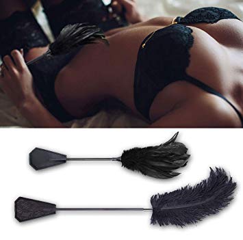 Ostrich Feather Tickler 2 Piece Set | Adult Sex Toys Whip and Riding Crop Slapper | Bondageromance Kit for Couples