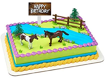 Themed Mini Cake / Food / Cupcake / Appetizer /Desert Miniature Decorating Topper Decorations (Horses & Fence)