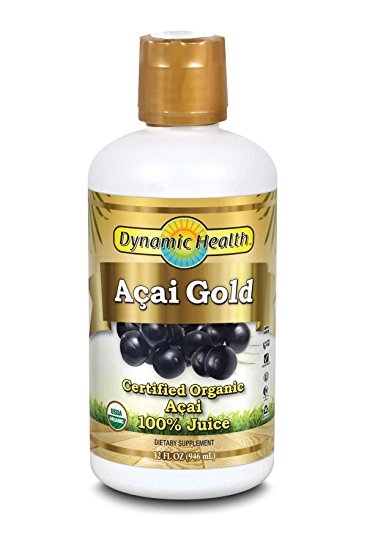 Dynamic Health Acai Gold- 100% Pure Organic Certified Acai Juice, 32-Ounce Bottle