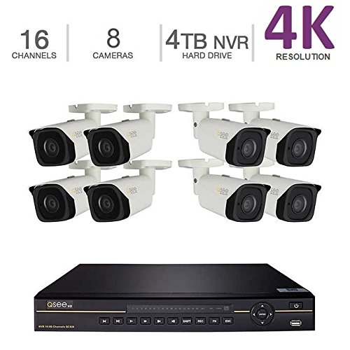 Q-See 4K (8MP) Eight Camera IP Ultra-HD H.265 with NVR 16-Channel with 4TB HDD (QC826-4   8x QCN8090B)