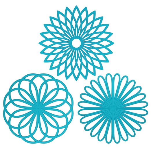 MEFANTM Silicone Multi-Use Flower Trivet Matset of 3 Pack Premium Quality Insulated Flexible Durable Non Slip Hot Pads and Coasters Cup Blue