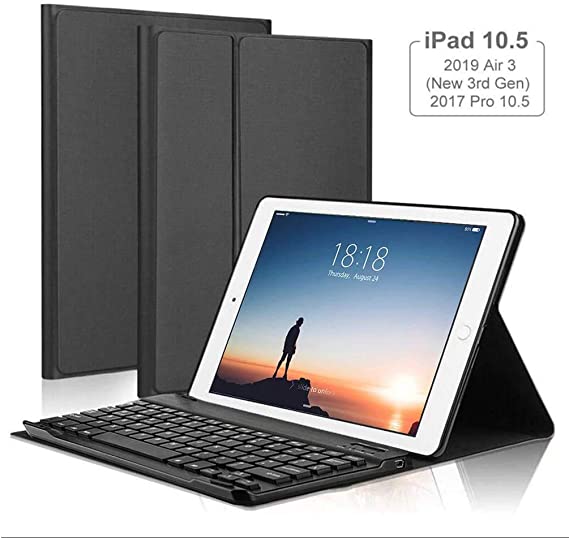 KINOEE Keyboard Case for iPad Pro 10.5",Compatible with New iPad Air 3 2019/ iPad Pro 10.5 - Detachable Keyboard with Pencil Holder Folio Cover for New iPad Air 10.5" Inch