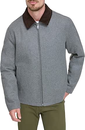 DOCKERS Men's Wool Blend Zip Up Jacket with Quilted Bib