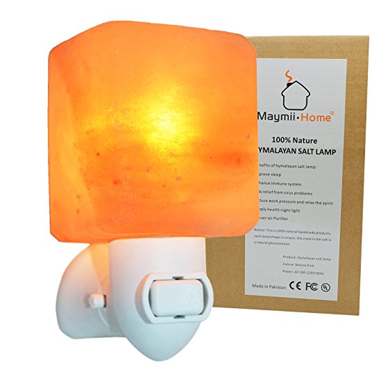 Maymii.Home Cube MINI Himalayan Salt Wall Lamps Nightlight Crystal Salt Lamp Natural Air Purifier and Soft Night Light for Living Dining Bed Room and Office