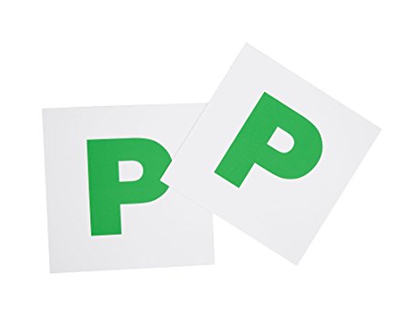 Fully Magnetic Green P Plates 2 Pack, Extra Strong Stick On for New Learner Drivers by Ouway