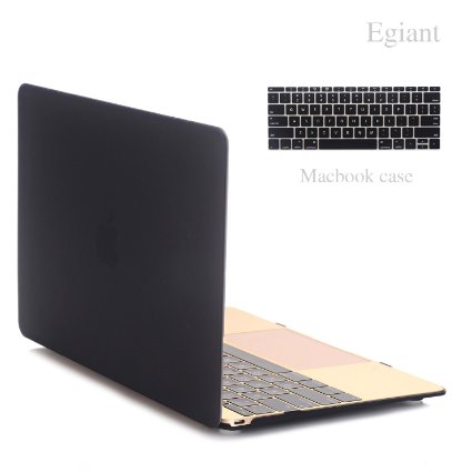 Egiant-Macbook 12" Retina New Case(A1534) - Rubberized Hard Shell Protective Case With Soft Keyboard Skin Cover For Macbook 12 Inch With Retina Display(Black)