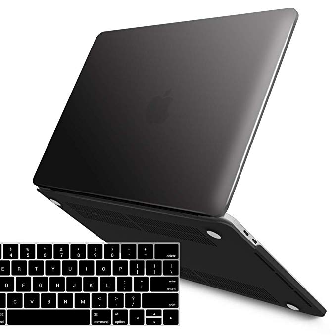 iBenzer MacBook Pro 15 Inch Case 2018 2017 2016 Release A1990 A1707, Soft Touch Hard Case Shell Cover for Apple MacBook Pro 15 with Touch Bar, Black,MMP15T-BK 1B