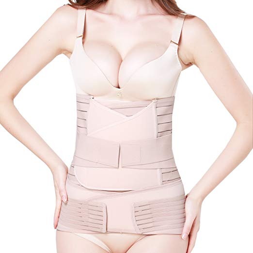 Postpartum Support Recovery Belly Belt Band Wrap Girdle 3 in 1, Postnatal Body Shaper Corset for Women, Shapewear Abdominal Binder Waist Trainer, Fast Recover from C Section Surgery