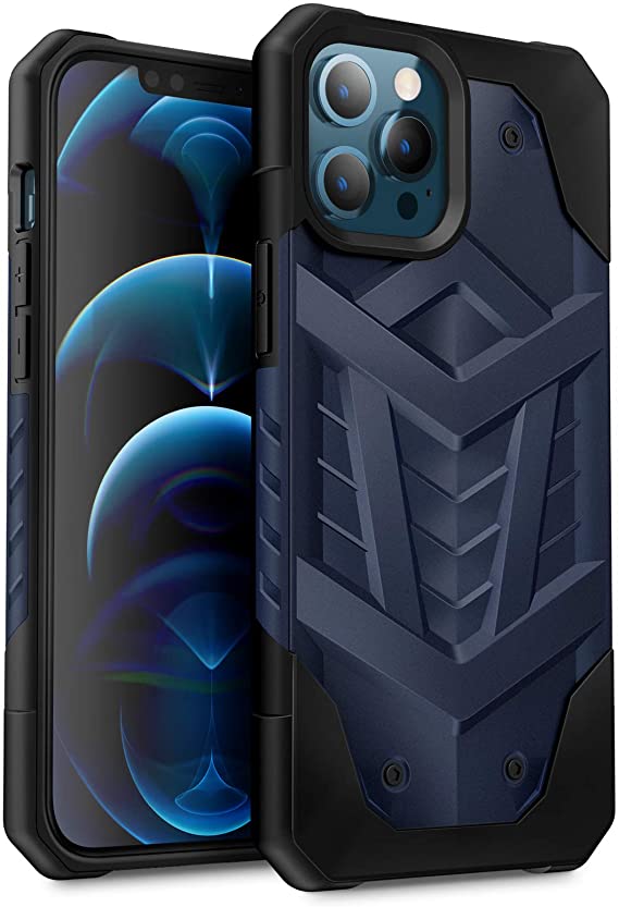 MOBOSI Pavis Armor Case Compatible with iPhone 12 Pro Max, Rugged Military Grade Drop Protection, Heavy Duty Shockproof Protective Cell Phone Cover 6.7 Inch, Blue