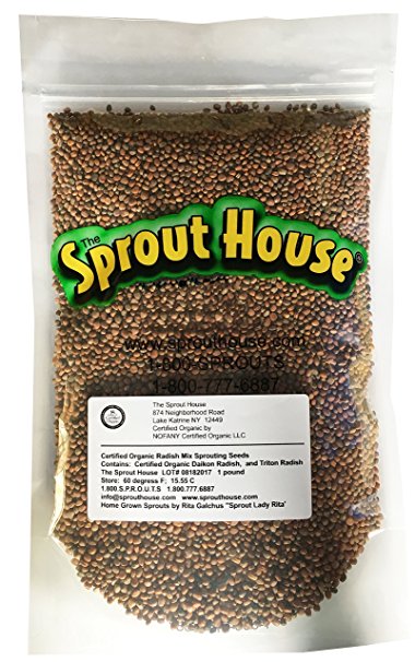 The Sprout House Certified Organic Non-gmo Sprouting Seeds Radish Mix Daikon Radish, And/or Triton Radish (Purple Stems/green Leaves) And/or China Red Radish 1 Pound