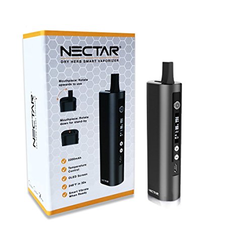 Nectar Dry Herb Vaporizer for Aromatherapy Herbs - 30s Heat-up time - (Black)