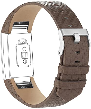 iGK Leather Replacement Bands Compatible for Fitbit Charge 2, Genuine Leather Wristbands