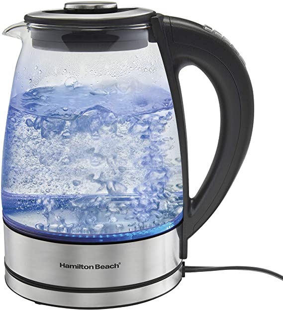 Hamilton Beach Temperature Control Glass Electric Hot Water Kettle & Boiler with Removable Tea Infuser, 1.7L, Cordless, Keep Warm, Auto-Shutoff & Boil-Dry Protection (40942)