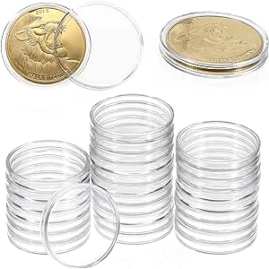 Hipiwe 40.6mm Coin Holder Capsules - 30 Packs Round Clear Acrylic Air Tight Coin Container Coin Collection Case for Long-Term Coin Collection Supplies for Silver Eagles