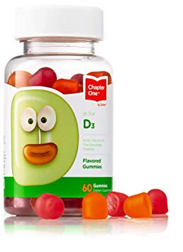 Chapter One Vitamin D3 Gummies 1000IU, Suports Healthy Bones, Muscles and Immunity, Certified Kosher, 60 Flavored Gummies
