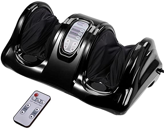 AW Shiatsu Foot Massager Kneading and Rolling Leg Calf Ankle with Remote Control Personal Home Health Care Black