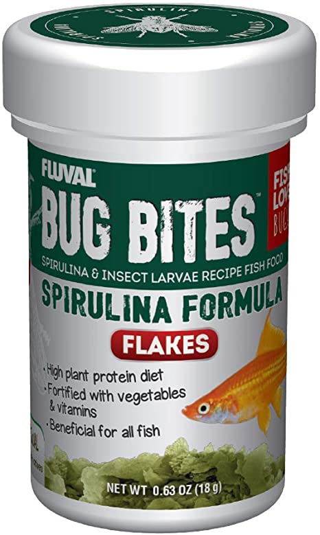 Fluval Bug Bites Fish Food with Spirulina, Flakes for Small to Medium Sized Fish, 0.63 oz.