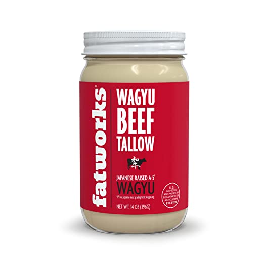 Fatworks 100 % Pure A5 Japanese Wagyu Tallow, Ultimate Brisket Flavorizer, Certified A5 Wagyu, KETO, PALEO, CARNIVORE, WHOLE30 friendly, Non Hydrogenated- 14 oz.